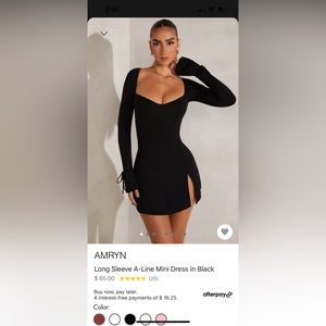 Oh Polly Amryn long sleeve A-Line mini dress in black!